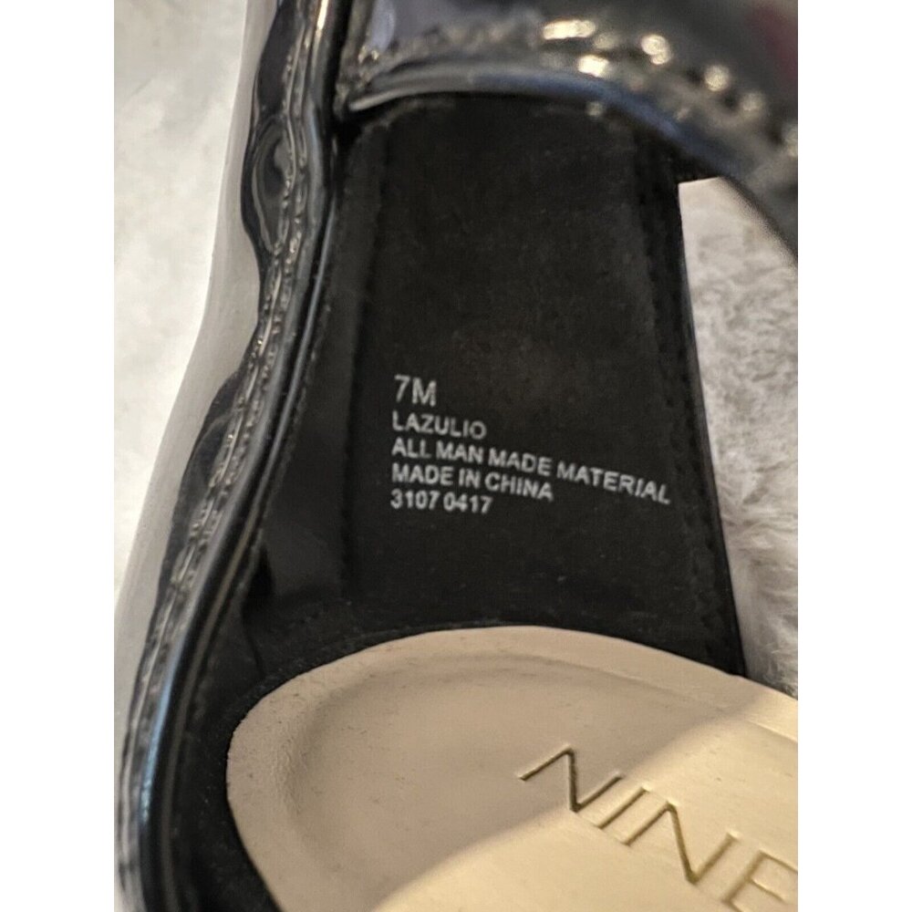 Nine West Lazulio Women’s 7 M Low-Heel open toe Sandals Patent Leather Black - Picture 8 of 9